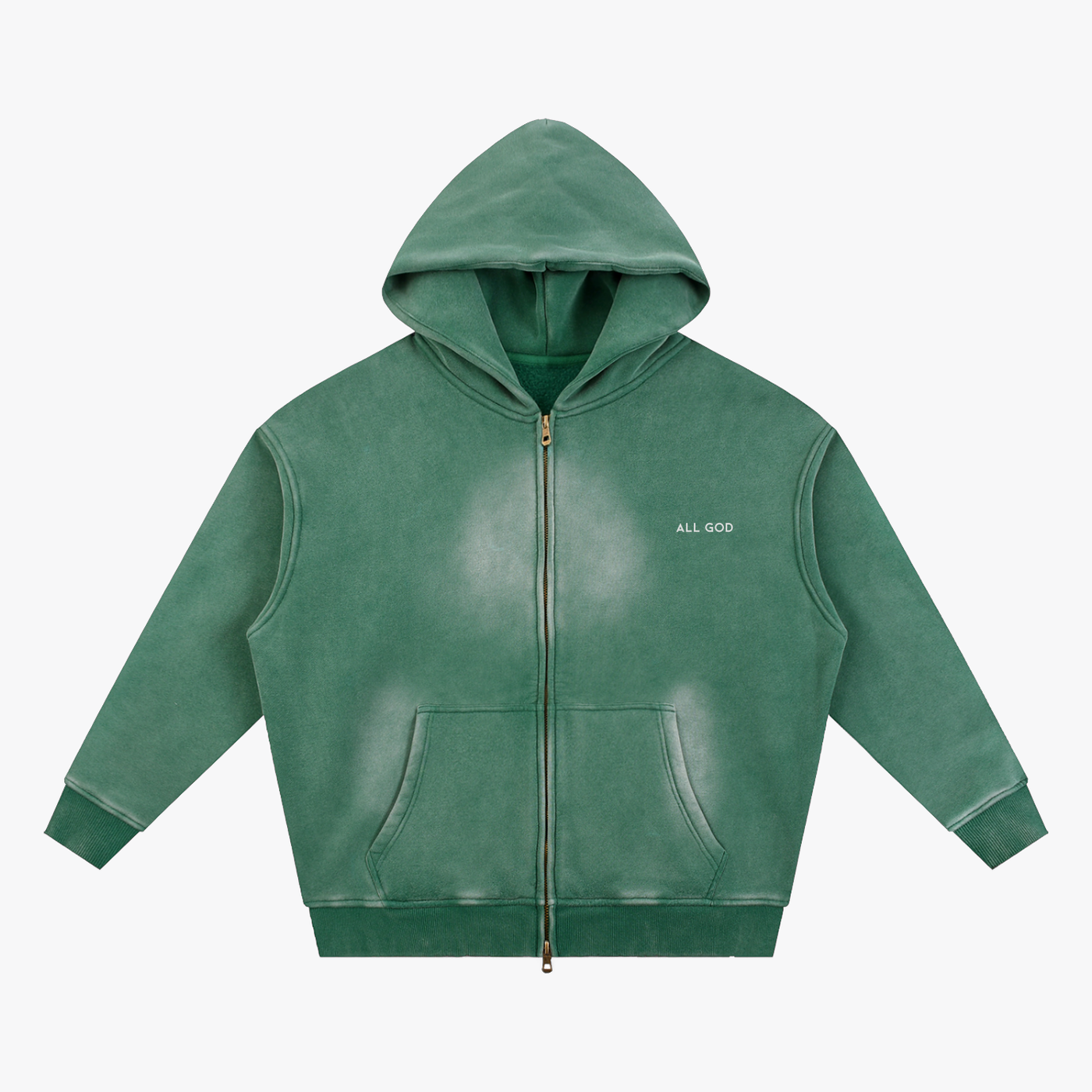 BRAND ZIP HOODIE dark-green front