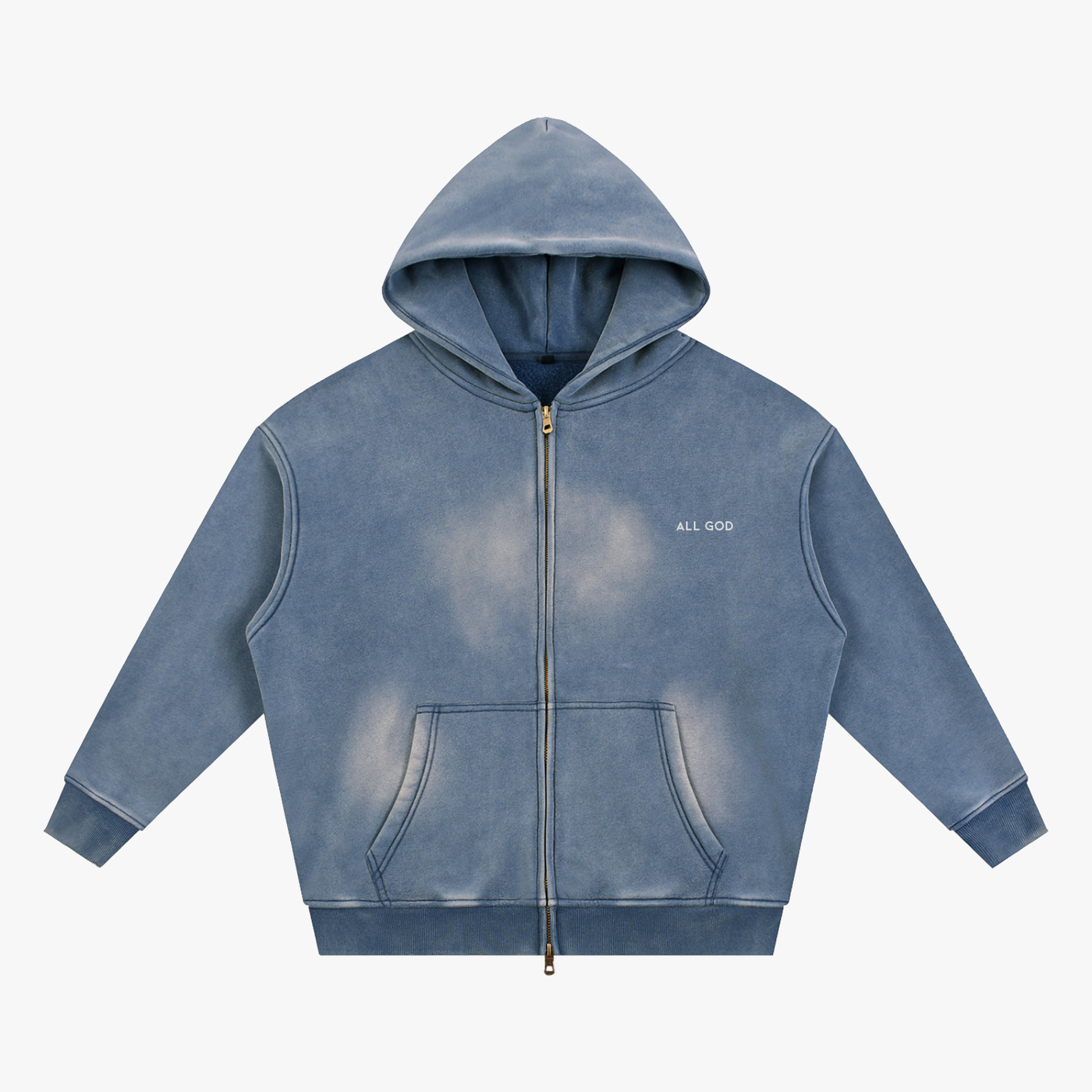 BRAND ZIP HOODIE haze-blue front