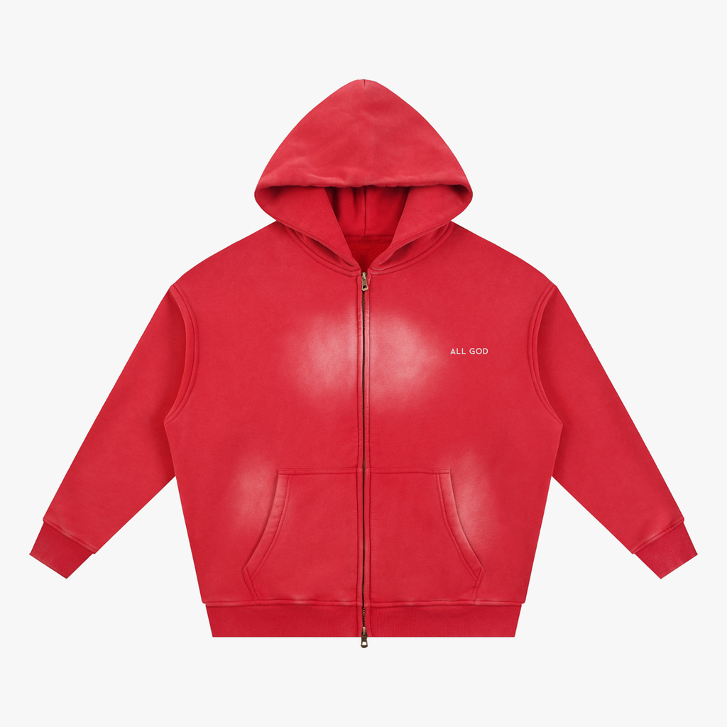 BRAND ZIP HOODIE red front