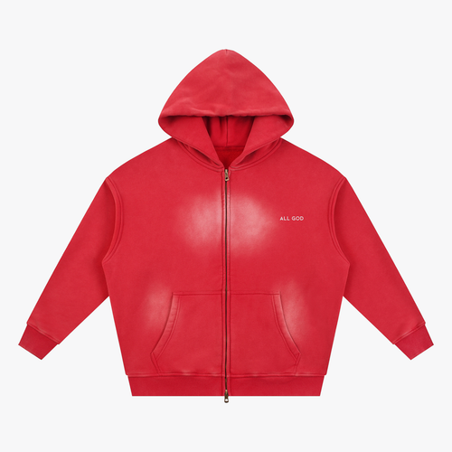 BRAND ZIP HOODIE red front